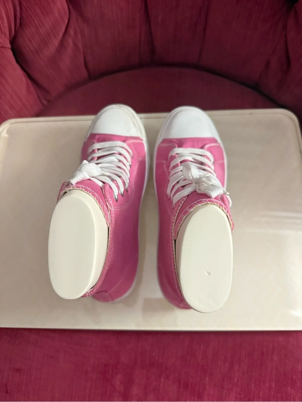 Forever 21 Women's Pink High-Top Canvas Sneakers